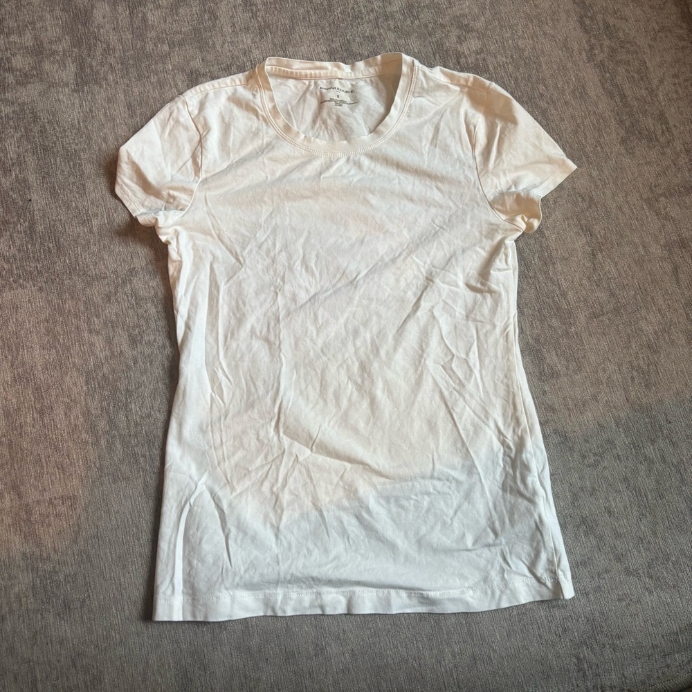 Banana Republic Factory Tee S White Cotton Short Cap Sleeve Crewneck Slim Fitted